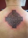 cross celtic back tattoo